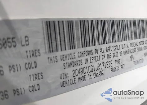 2018 Chrysler Pacifica Lx из США, поврежденный, VIN 2C4RC1CG1JR171232